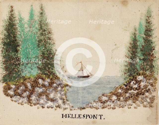 Sailboat at sea. "Hellespont", 1830. Creator: Ferdinand von Wright.