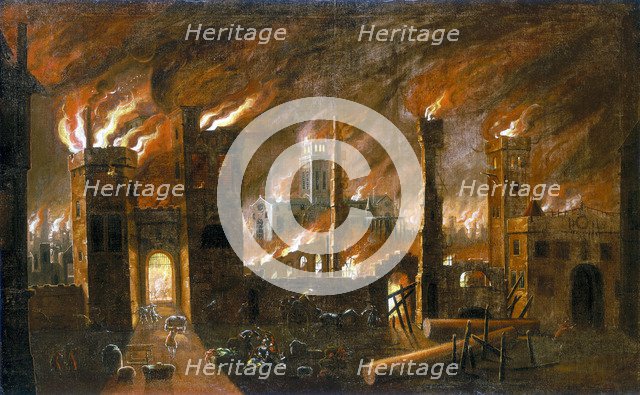 'The Great Fire of London, 1666', (c1675). Artist: Unknown