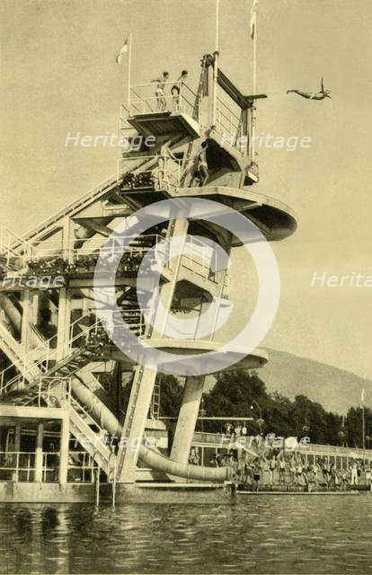 Diving platform, Millstatt, Carinthia, Austria, c1935.  Creator: Unknown.