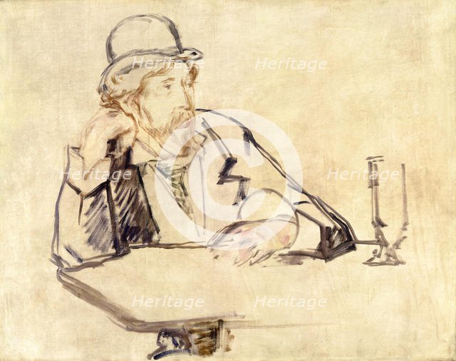 George Moore (1852-1933) at the Café, 1878 or 1879. Creators: Edouard Manet, George Moore.