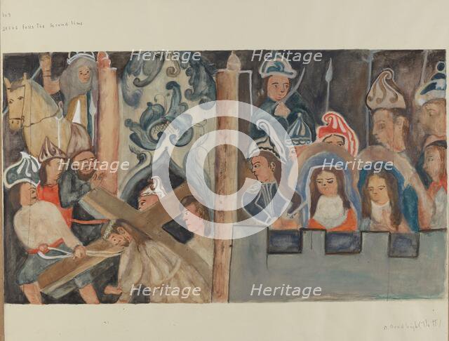 Station of the Cross No. 7: "Jesus Falls the Second Time", c. 1936. Creator: Beulah Bradleigh.