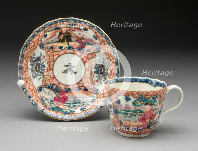 Coffee Cup and Saucer, Worcester, c. 1765. Creator: Royal Worcester.