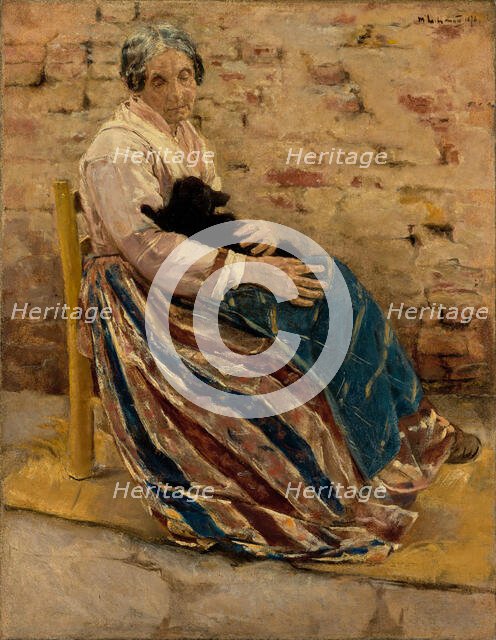 Woman with a Cat, 1878. Creator: Max Liebermann.