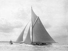 'The Lady Anne' spray over deck, sailing close-hauled, 1912. Creator: Kirk & Sons of Cowes.