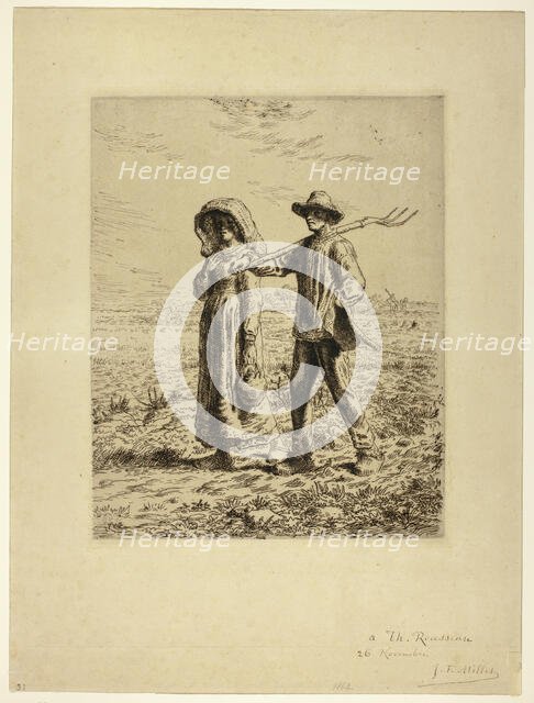 Peasants Going to Work, 1863. Creator: Jean Francois Millet.