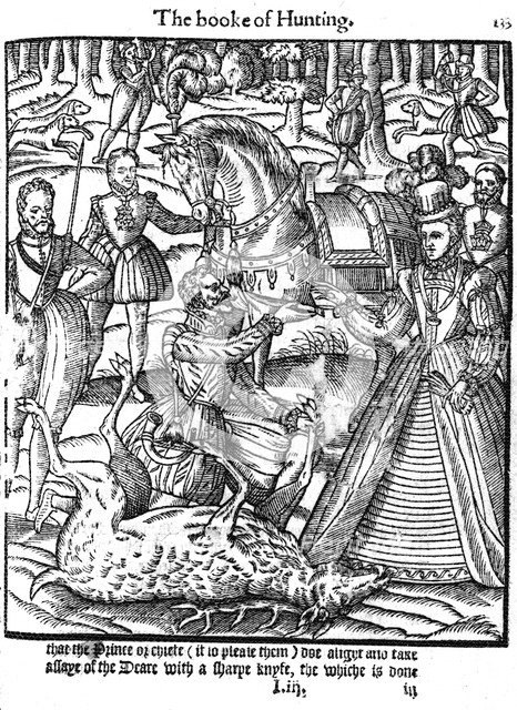 Elizabeth I performing the ceremony of assaying the stag, 1576. Artist: Unknown