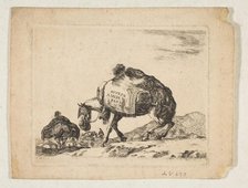 Plate 1: a pack horse, from 'Various animals' (Diversi animali), ca. 1641. Creator: Stefano della Bella.