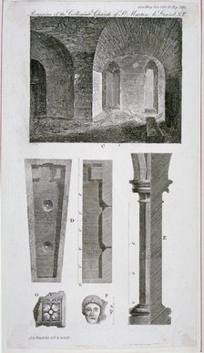 Interior view of the remains of the Church of St Martin's le Grand, City of London, 1818. Artist: John Chessell Buckler