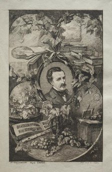 Frontispiece for "New Works of Champfleury, The Friends of Nature:" Portrait of Champfleury…, 1859. Creator: Félix Bracquemond (French, 1833-1914); Poulet-Malassis et de Broise.