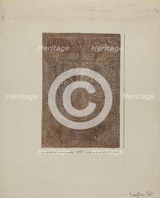 Pierced Metal Screen from Confessional, c. 1936. Creator: Geoffrey Holt.