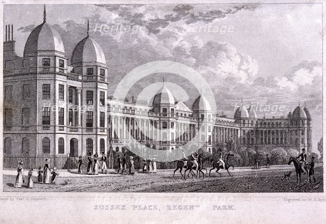 Sussex Place, Regent's Park, Marylebone, London, 1828. Artist: WR Smith