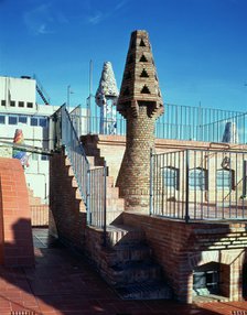 Perspective of the chimneys in the west area of the Güell Palace 1886-1890, designed by Antoni Ga…