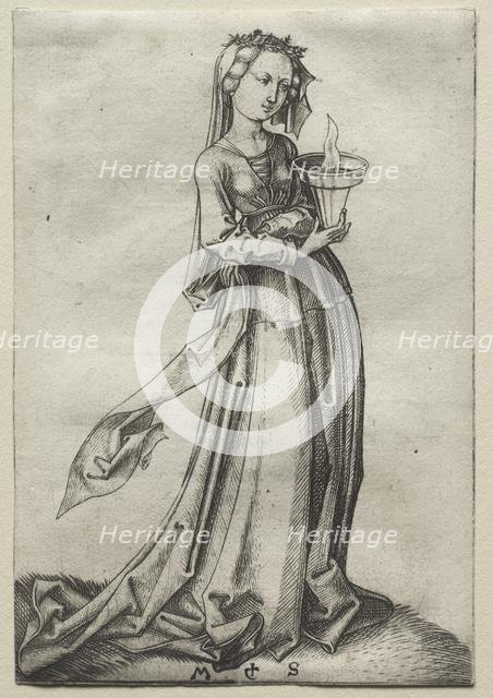 The Fourth Wise Virgin. Creator: Martin Schongauer (German, c.1450-1491).