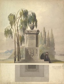 Design for a Tomb, Rothgeisser in Nuremberg (Elevation and Ground Plan), 1826. Creator: Johann Georg Dürschner.