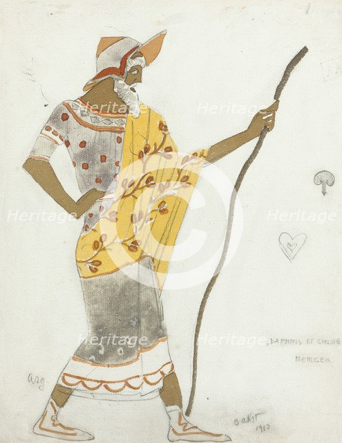 Costume design for the ballet Daphnis et Chloé by M. Ravel, 1912. Artist: Bakst, Léon (1866-1924)