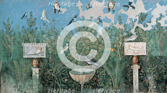 Garden. Fresco from The House of the Golden Bracelet (Casa del Bracciale d'Oro), 1st H. 1st cen. AD. Creator: Roman-Pompeian wall painting.