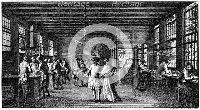 John Enschede's type foundry, 1768 (1908-1909).Artist: Cornelius van Noorde