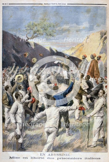 Setting free of the Italian prisoners, Abyssinia, 1896. Creator: F Meaulle.