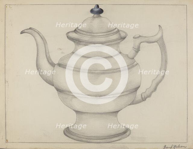 Pewter Teapot, 1935/1942. Creator: Frank Nelson.