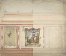 Wall Design including an Equestrienne Portrait, 19th century. Creator: Anon.