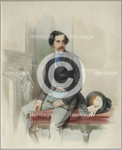 Portrait of Alexey Arkadyevich Stolypin (Mongo) (1816-1858), 1845. Artist: Hau (Gau), Vladimir Ivanovich (1816-1895)
