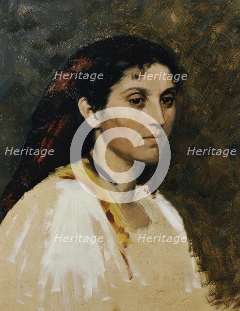 Head of a Roman woman, undated. (c1870s) Creator: Rudolf Schick.