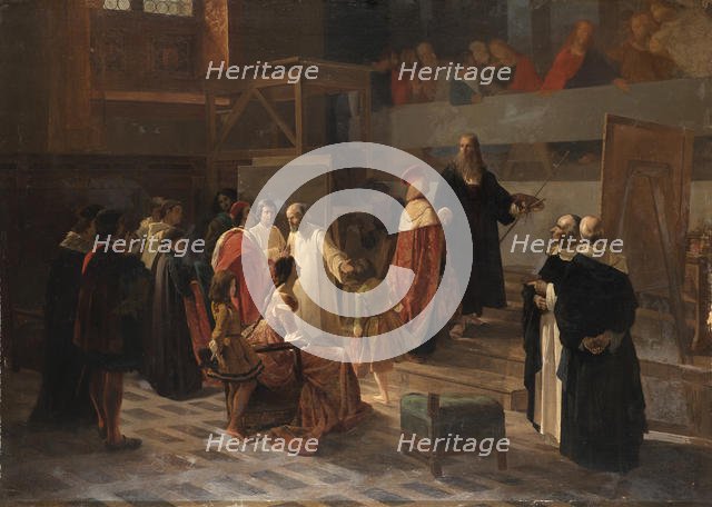 Ludovico il Moro visiting Leonardo da Vinci in the Refectory of the Santa Maria delle Grazie Convent Creator: Cornienti, Cherubino (1816-1860).