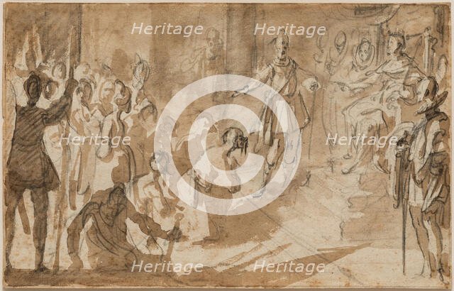 Admiral Inghirami Presenting Berber Prisoners to Ferdinand I of Tuscany, between 1615 and 1620. Creator: Jacques Callot.