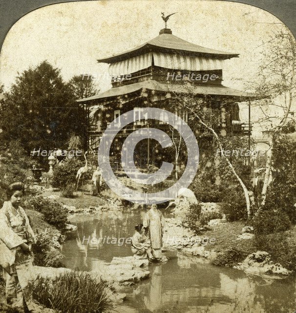 Japanese garden at the World's Fair, St Louis, Missouri, USA, 1904.Artist: Underwood & Underwood