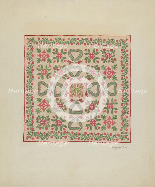 Applique Quilt, c. 1936. Creator: Suzanne Roy.