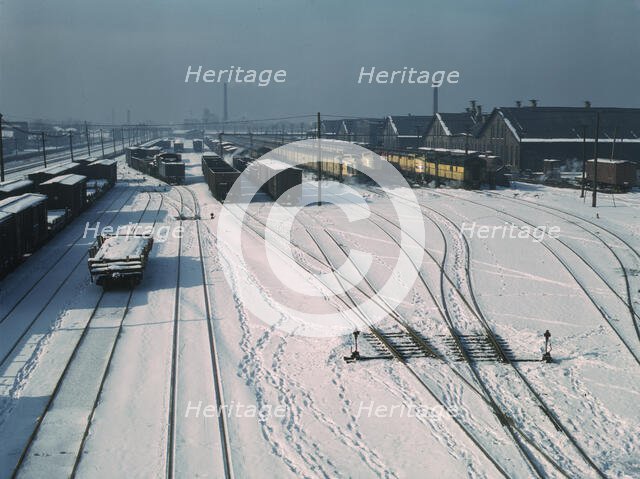 One of the yards of the Chicago and Northwestern Railroad, Chicago, Ill., 1942. Creator: Jack Delano.