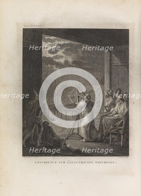 Experiment on natural electricity, Early 1760s. Creator: Moreau the Younger, Jean Michel, the Younger (1741-1814).