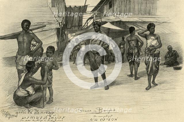 Street scene, Bangkok, Siam, 1898.  Creator: Christian Wilhelm Allers.