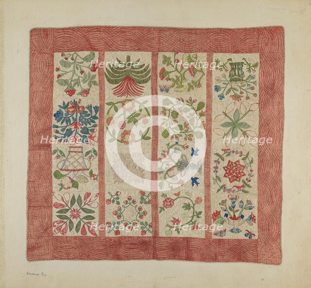 Appliqued Bedspread, c. 1938. Creator: Suzanne Roy.