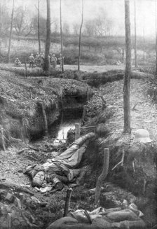 Dead German soldier, Plessis-de-Roye, Picardy, France, 30th March 1918. Artist: Unknown