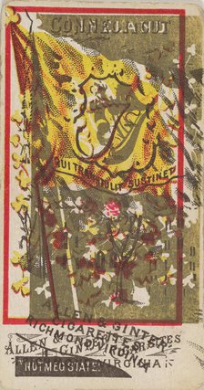 Connecticut and Ireland (double-printed card), from Flags of All Nations, Series 1 (N9) fo..., 1887. Creator: Allen & Ginter.