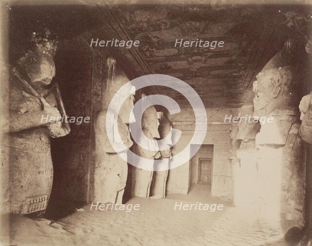 Great Hall of the Interior of the Great Temple of Ramesses II at Abu Simbel, c1869. Creator: Anon.