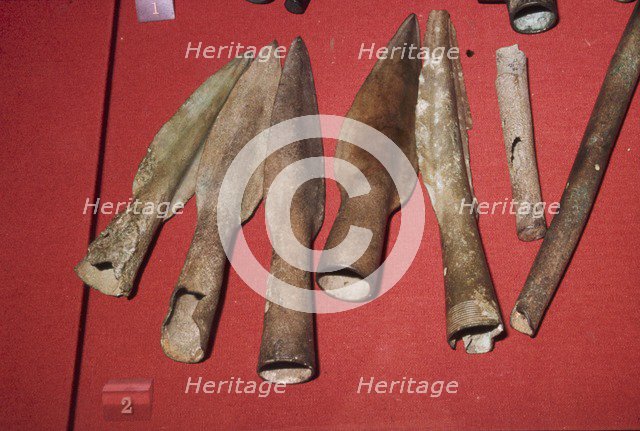 Spearheads, Bronze weapons found in the Thames, c1150BC-950BC Artist: Unknown.