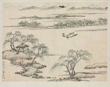 Landscape Album in Various Styles: The Stream of Wuling, 1684. Creator: Zha Shibiao (Chinese, 1615-1698).