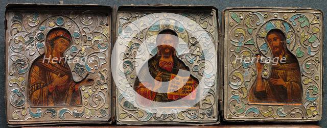 Triptych with Christ, the Virgin, and St. John the Evangelist, 1800s. Creator: Unknown.