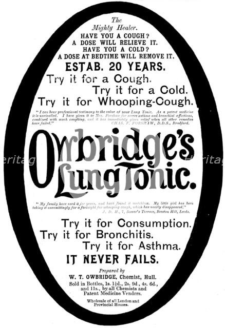 Advertisement for Owbridge's Lung Tonic, 1895. Creator: Unknown.