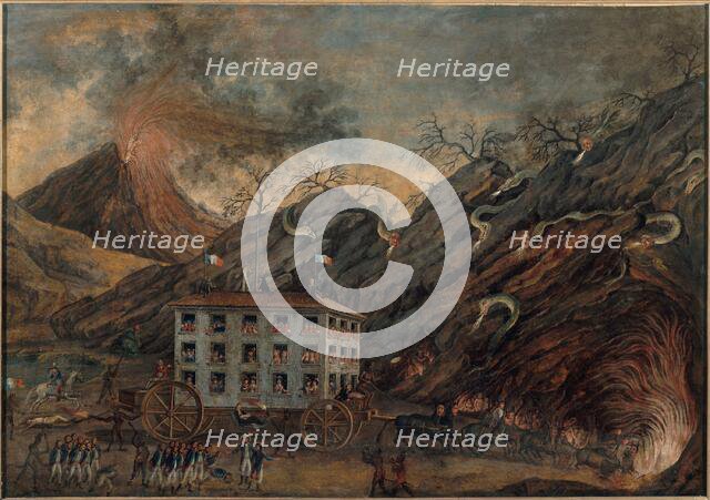 Satirical allegory depicting a descent into hell, between 1701 and 1800. Creator: Unknown.