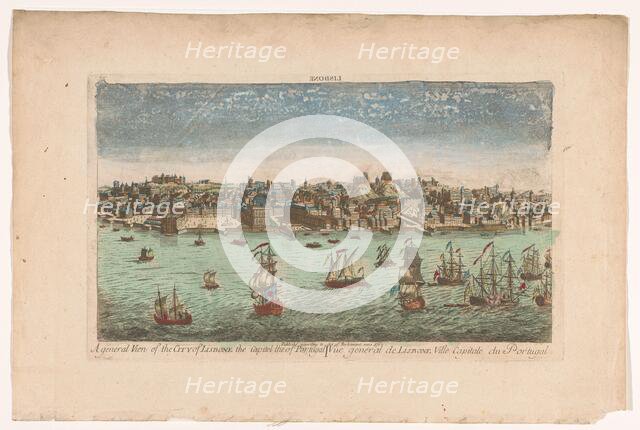 A general view of the city of Lisbone, the capitel of the kingdom of Portugal', 1760. Creator: Anon.