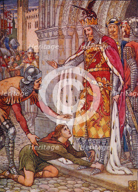 'Young Owen Appeals to the King', 1911.  Artist: Walter Crane.