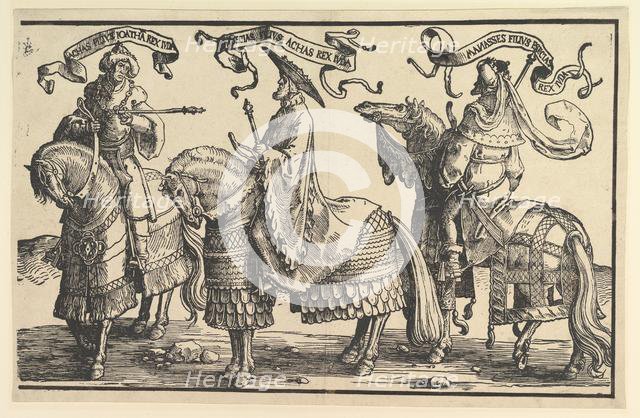 Ahaz, Hezekiah, Manasses, from The Twelve Kings of Israel, ca. 1520. Creator: Lucas van Leyden.