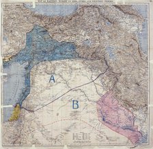 Map showing Eastern Turkey in Asia, Syria and Western Persia, and areas of control and...1916. Creator: Unknown.