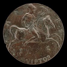 Hadrian Riding and Carrying a Standard [reverse], fourth quarter 15th century. Creator: Antonio Averlino.