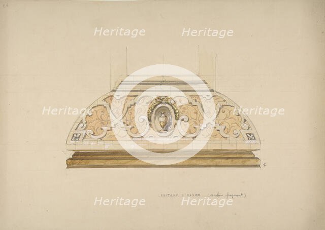 Design for the decoration of the stairway in the Chateau d'Ognon of M. de..., second half 19th centu Creators: Jules-Edmond-Charles Lachaise, Eugène-Pierre Gourdet.