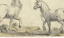 Two walking horses walking from the side, c.1615. Creator: Gerard ter Borch I.