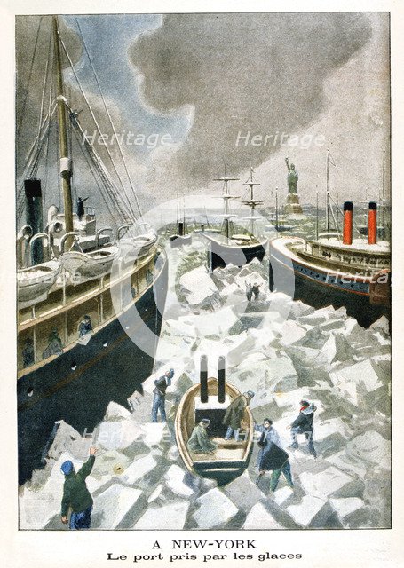 At New York, The port taken by the ice, 1901. Artist: Unknown